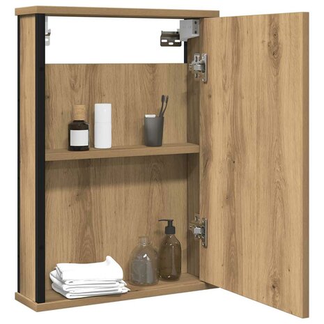 Badkamerspiegelkast 42x12x60 cm bewerkt hout artisanaal 3