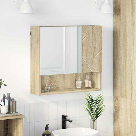 Spiegelkast met plank Sonoma eiken 59 x 17 x 55 cm Bewerkt hout 1