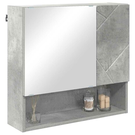 Spiegelkast met plank Betongrijs 59 x 17 x 55 cm Bewerkt hout 3