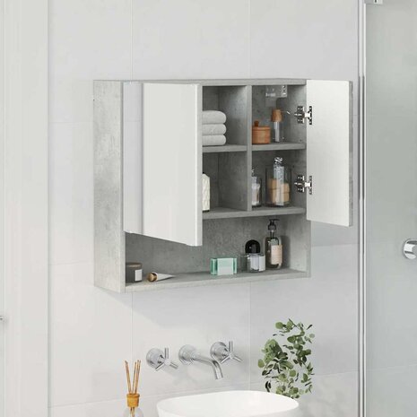 Spiegelkast met plank Betongrijs 59 x 17 x 55 cm Bewerkt hout 4