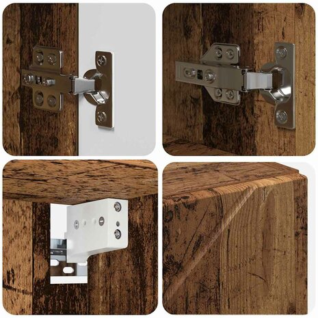 Spiegelkast met plank Oud hout 59 x 17 x 55 cm Bewerkt hout 9