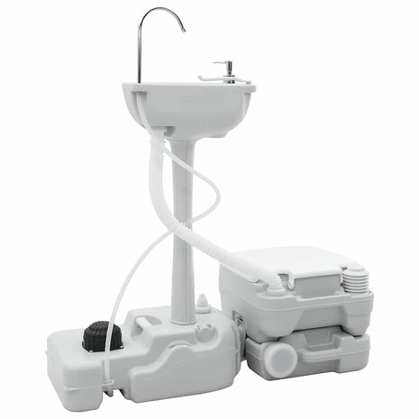 Camping Toilet 2 pcs Grijs en Wit 50.5 x 33 x 103 cm 2