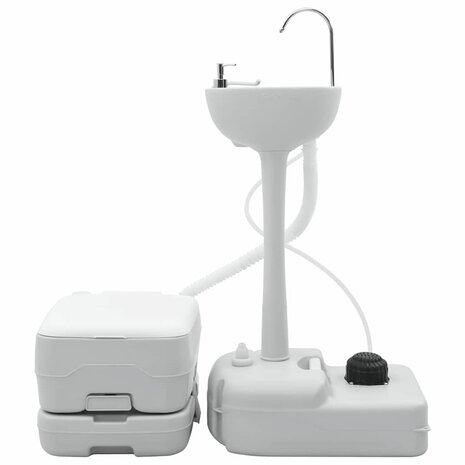 Camping Toilet 2 pcs Grijs en Wit 50.5 x 33 x 103 cm 3