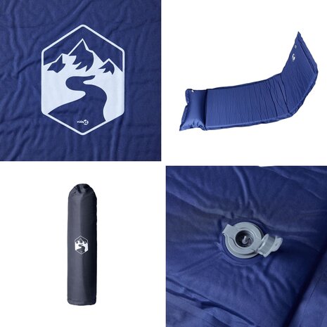 Kampeermatras met kussen zelfopblazend 1-persoons marineblauw 5