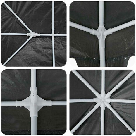 Partytent Antraciet en Wit 400 x 400 x 266 cm 6