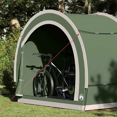 Fietstent met dak met opslag Groen 256 x 222 x 182 cm 4