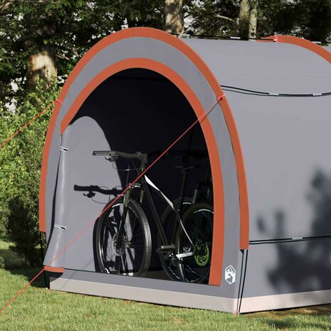 Fietstent met dak met opslag Grijs en Oranje 256 x 222 x 182 cm 4