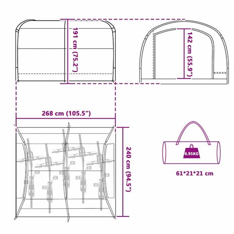 Tent met dak Grijs en oranje 268 x 240 x 191 cm Polyester 7