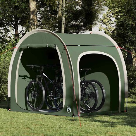 Fietstent met dak met opslag Groen 218 x 156 x 180 cm 1