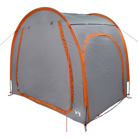 Fietstent met dak met opslag Grijs en Oranje 218 x 156 x 180 cm 2