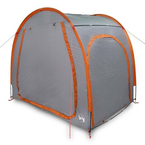 Fietstent met dak met opslag Grijs en Oranje 218 x 156 x 180 cm 3