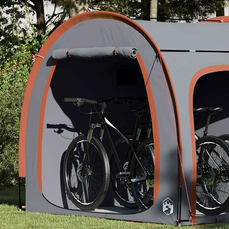 Fietstent met dak met opslag Grijs en Oranje 218 x 156 x 180 cm 4