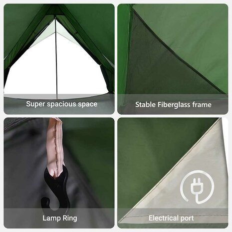 Tenten met dak Groen 220 x 233 x 184 cm Polyester 9