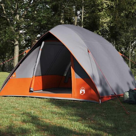 Camping Tent Grijs en oranje 320 x 275 x 190 cm Polyester 4