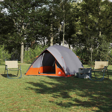 Camping Tent Grijs en oranje 275 x 230 x 140 cm Polyester 1