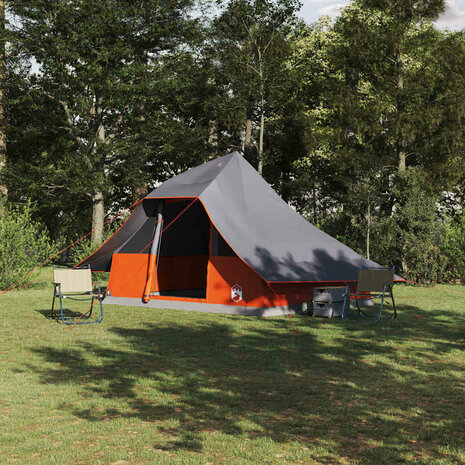 Familie Tipi Tent met dak Grijs en Oranje 364 x 281 x 257 cm 1