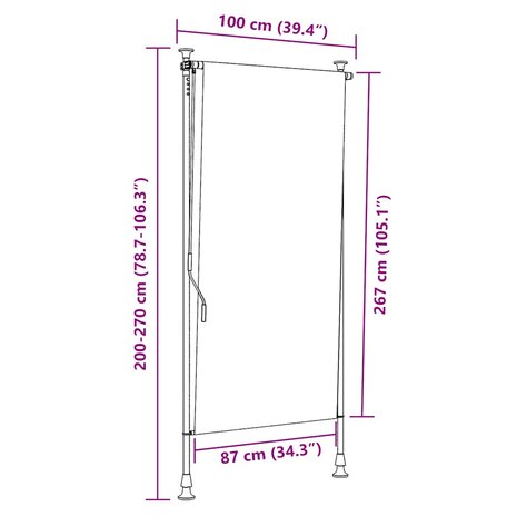 Rolgordijn voor buiten 100x270 cm crème 7