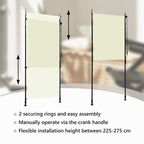 Rolgordijn voor buiten 100x270 cm crème 9
