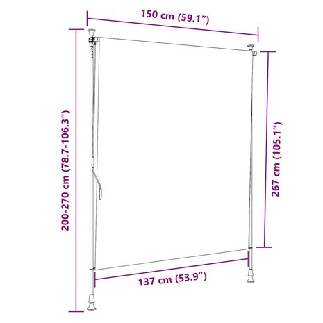 Rolgordijn voor buiten 150x270 cm crème 7