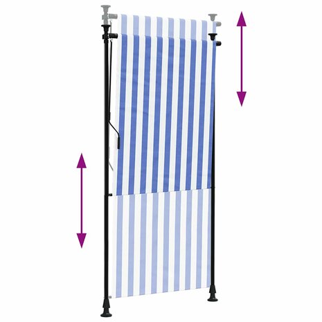 Rolgordijn voor buiten 100x270 cm stof en staal blauw en wit 6