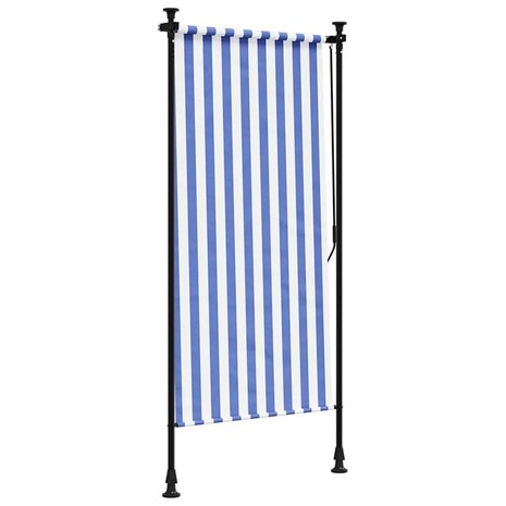 Rolgordijn voor buiten 120x270 cm stof en staal blauw en wit 5