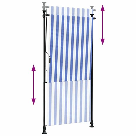 Rolgordijn voor buiten 120x270 cm stof en staal blauw en wit 6