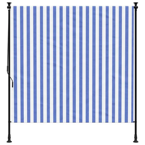 Rolgordijn voor buiten 150x270 cm stof en staal blauw en wit 3