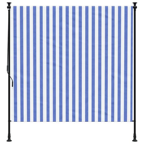Rolgordijn voor buiten 200x270 cm stof en staal blauw en wit 3