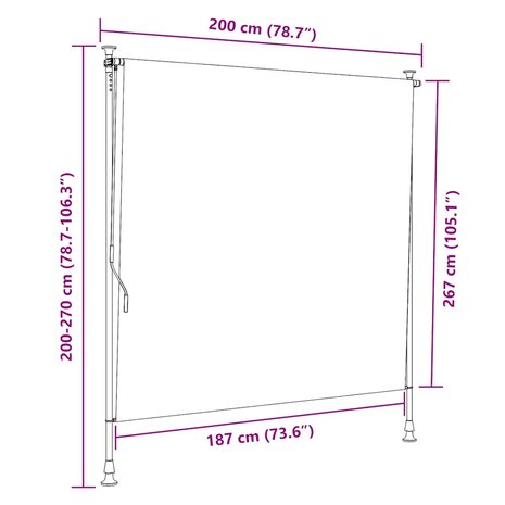 Rolgordijn voor buiten 200x270 cm stof en staal blauw en wit 9