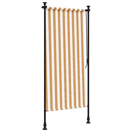 Rolgordijn voor buiten 100x270 cm stof en staal oranje en wit 5