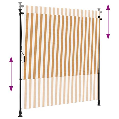 Rolgordijn voor buiten 150x270 cm stof en staal oranje en wit 6