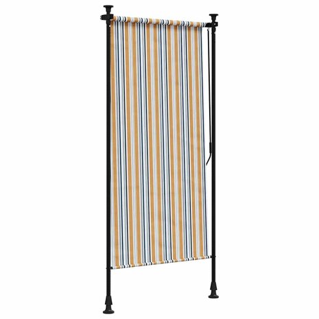 Rolgordijn voor buiten 120x270 cm stof en staal geel en wit 5