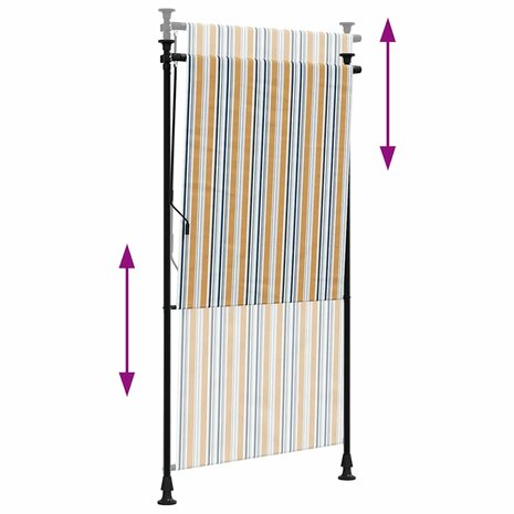 Rolgordijn voor buiten 120x270 cm stof en staal geel en wit 6