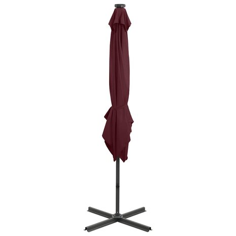 Zweefparasol met paal en LED-verlichting 250 cm bordeauxrood 6