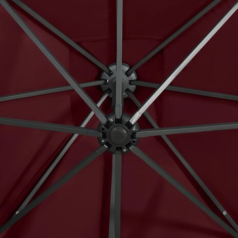 Zweefparasol met paal en LED-verlichting 250 cm bordeauxrood 8