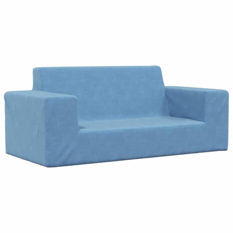 Kinderbank 2-zits zacht pluche blauw 1