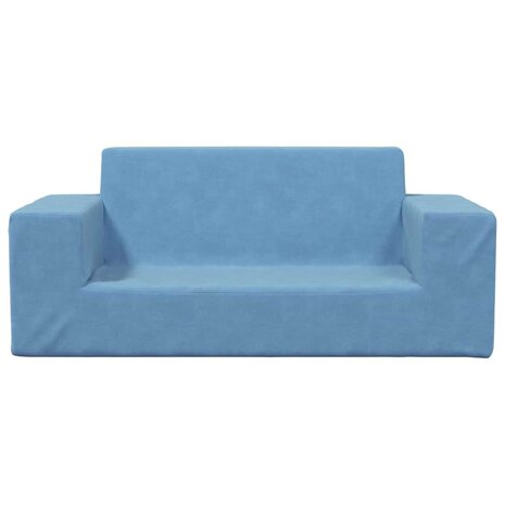 Kinderbank 2-zits zacht pluche blauw 3