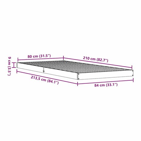 Bedframe Naturel 80 x 210 cm Massief grenenhout 9