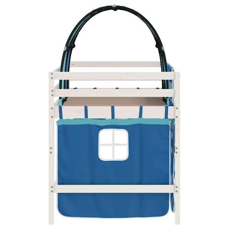 Kinderhoogslaper met tunnel 80x200 cm massief grenenhout blauw 8