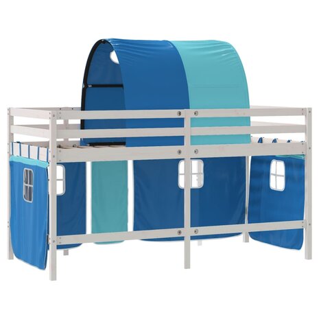 Kinderhoogslaper met tunnel 90x200 cm massief grenenhout blauw 9
