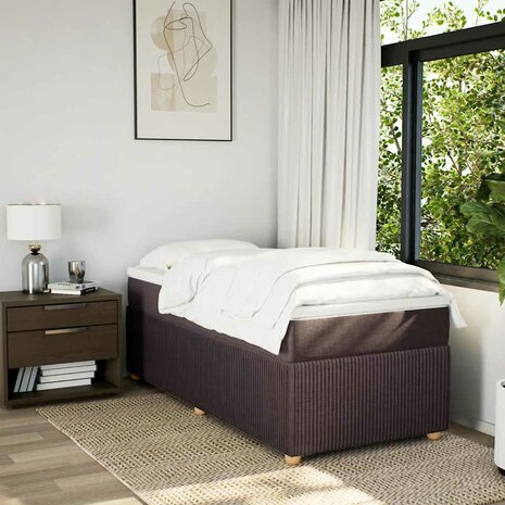 Boxspring met matras stof donkerbruin 80x200 cm 3
