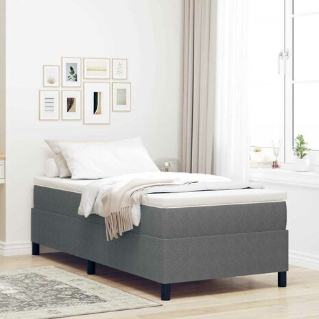 Boxspring bed Lichtgrijs 90 x 200 cm Katoenen stof 1