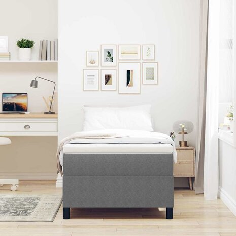 Boxspring bed Lichtgrijs 90 x 200 cm Katoenen stof 5