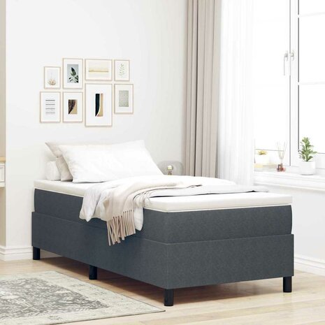 Boxspring bed Donkergrijs 100 x 200 cm Katoenen stof 1