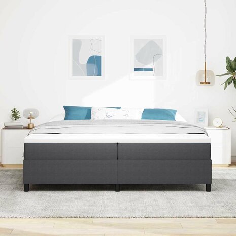 Boxspring bed Donkergrijs 200 x 200 cm Katoenen stof 5