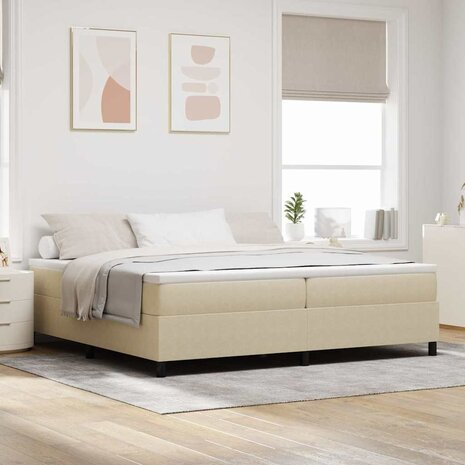 Boxspring bed Grijs groen 200 x 200 cm Katoenen stof 1