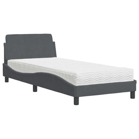 Bed met matras "Dover" fluweel donkergrijs 80x200 cm 2