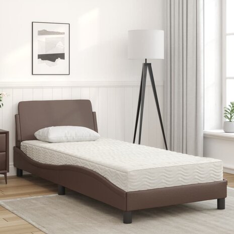 Bed met matras "Dover" kunstleer bruin 90x190 cm 3