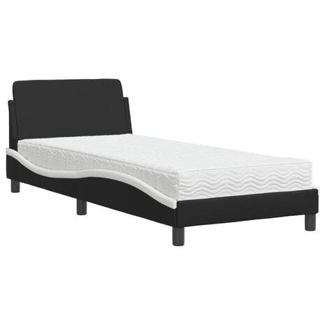 Bed met matras "Dover" kunstleer zwart en wit 90x190 cm 2