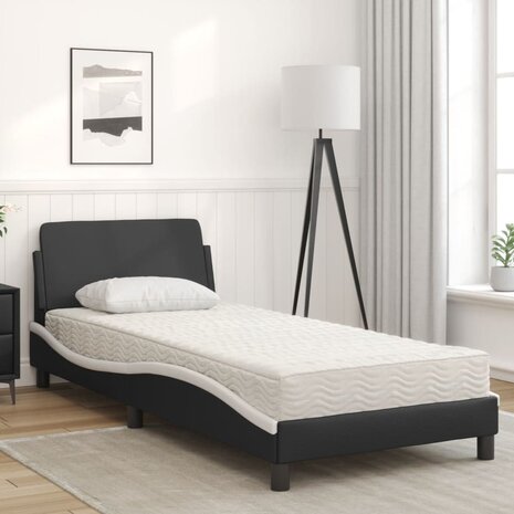 Bed met matras "Dover" kunstleer zwart en wit 90x190 cm 3